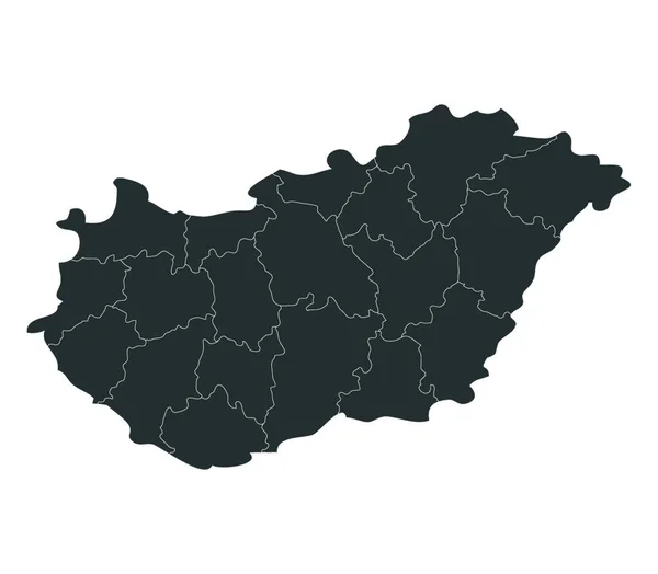 Hungría Mapa Con Regiones — Archivo Imágenes Vectoriales