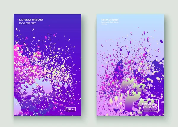 Neon Explosie Verf Splatter Artistieke Cover Ontwerp Vloeibare Violet Kleurovergang — Stockvector