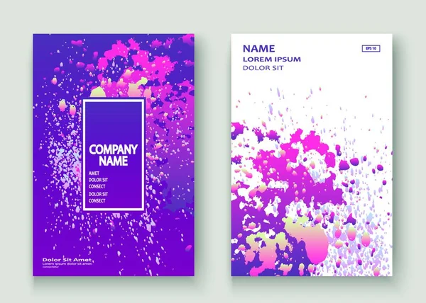 Neon Exploze Paint Splatter Umělecké Obalový Design Fluidní Fialový Gradient — Stockový vektor