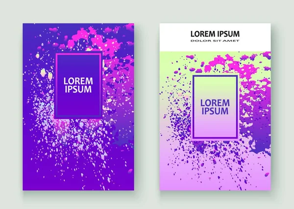 Neon Explozie Vopsea Splatter Design Copertă Artistică Fluid Violet Gradient — Vector de stoc