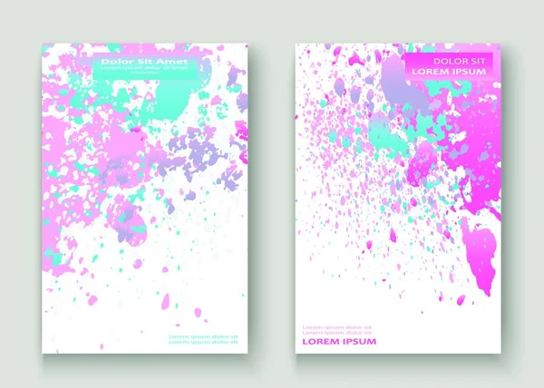 Pastel Roze Cyaan Explosie Verf Spatten Artistieke Cover Design Vloeibare — Stockvector