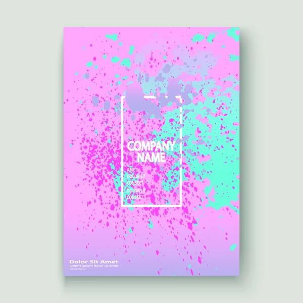 Pastellrosa Cyan Explosionsfarbe Spritzt Künstlerisches Cover Design Fluid Gradient Staubspritzer — Stockvektor