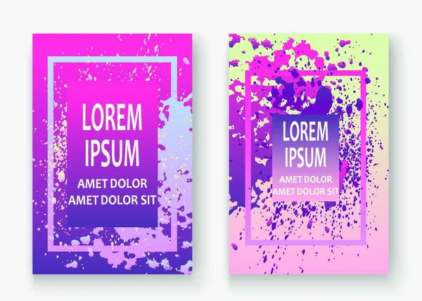 Neon Explosion Måla Splatter Konstnärliga Omslagsdesign Flytande Violett Toning Damm — Stock vektor