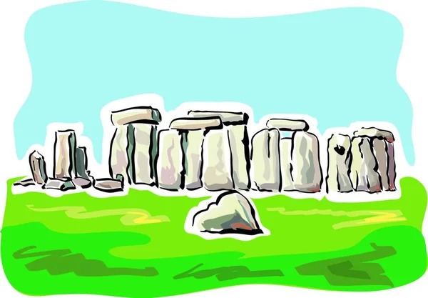 Vektor Illustration Neolitiska Förfäderna Vid Stonehenge — Stock vektor