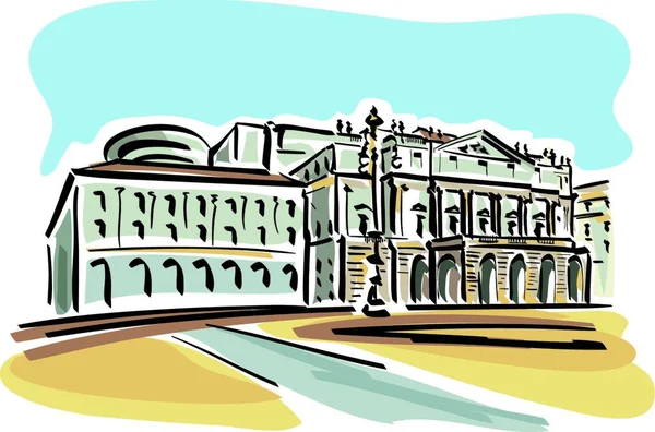 Ilustração Vetorial Scala Opera House Milão —  Vetores de Stock