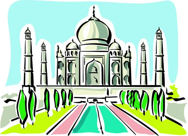 Vector Illustration Taj Mahal Indian City Agra — Stock Vector