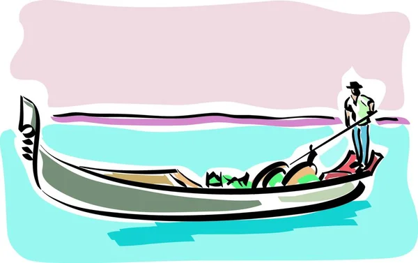 Vector Illustratie Van Typische Boot Van Stad Venetië Gondel — Stockvector