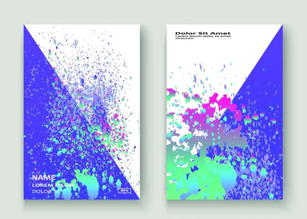 Neon Explosie Verf Holografische Spetters Artistieke Cover Ontwerp Vloeibare Blauwe — Stockvector
