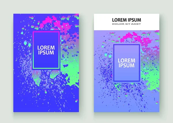 Neonový Výbuch Maluje Holografický Design Uměleckého Obalu Tekutý Modrý Gradient — Stockový vektor