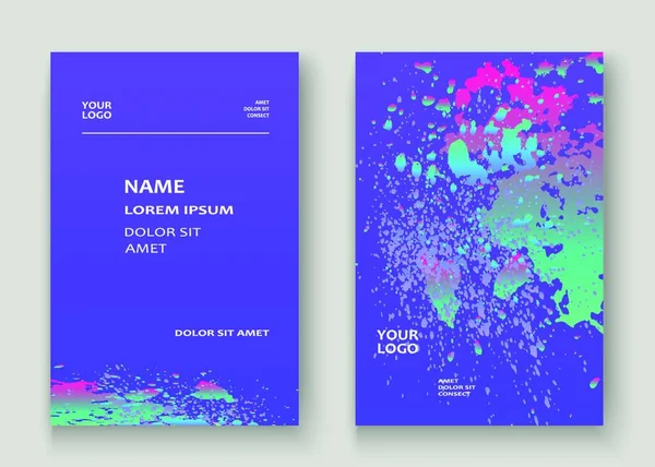 Neonový Výbuch Maluje Holografický Design Uměleckého Obalu Tekutý Modrý Gradient — Stockový vektor