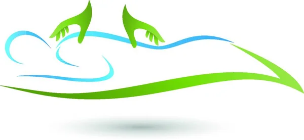 Människa Händer Massage Naturläkemedel Spa Logotyp — Stock vektor