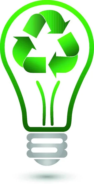 Ανακύκλωση Λαμπτήρας Πράσινη Ηλεκτρική Ενέργεια Οικολογική Ενέργεια Λογότυπο — Διανυσματικό Αρχείο