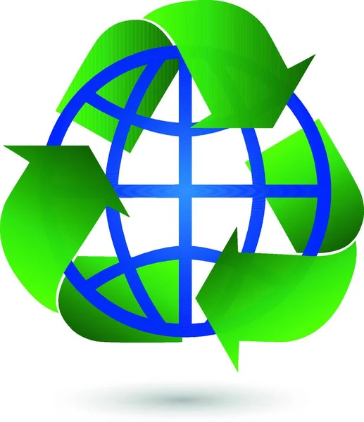 Riciclaggio Frecce Terra Globo Globo Logo — Vettoriale Stock