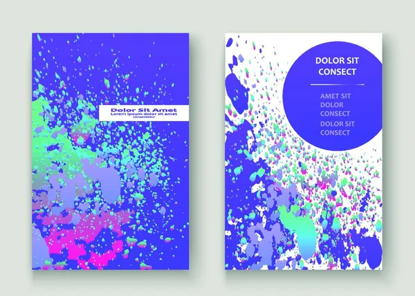 Neon Explosie Verf Holografische Spetters Artistieke Cover Ontwerp Vloeibare Blauwe — Stockvector