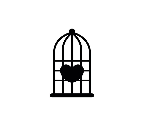 Ícone Coração Casa Pássaro —  Vetores de Stock