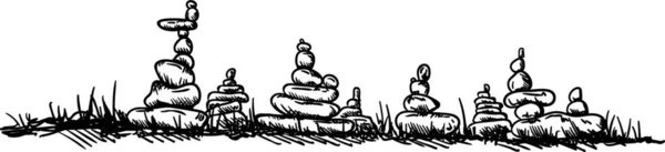 ベクトルの背景に分離された石の小さな塔 — ストックベクタ