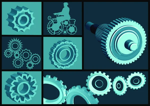 Set Abstract Gears Technology Industry Concept — Stock Vector