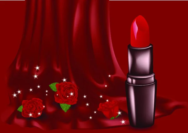 口红和玫瑰的抽象背景 — 图库矢量图片