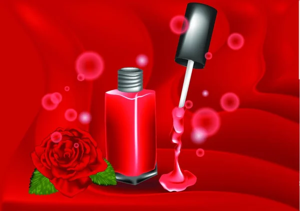 Nagellack Und Rose Auf Abstraktem Hintergrund — Stockvektor