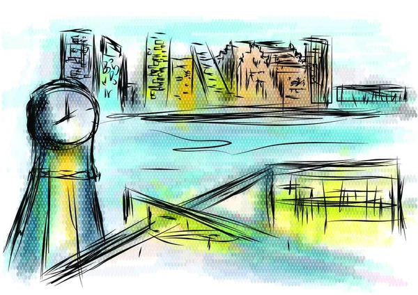 Oslo Ilustração Abstrata Abstarct Ilustração Cidade Fundo Multicolor — Vetor de Stock