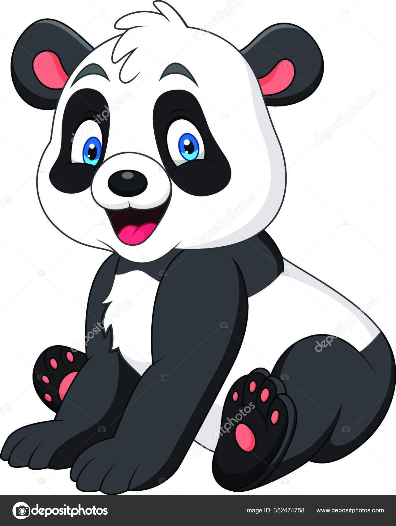 Cute panda cartoon hand drawn style Royalty Free Vector