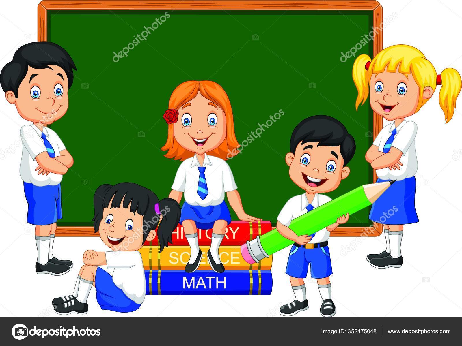 Kartun Anak Anak Sekolah Belajar Kelas Stok Vektor PantherMediaSeller 352475048