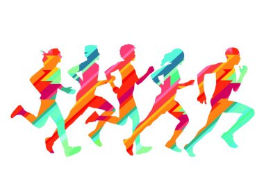 group of colorful runners,illustration clipart