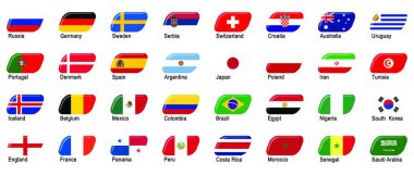 all flags of national teams of russian soccer game 2018 clipart