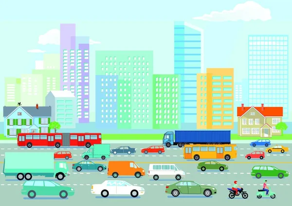 Carretera Gran Ciudad Ilustración — Vector de stock