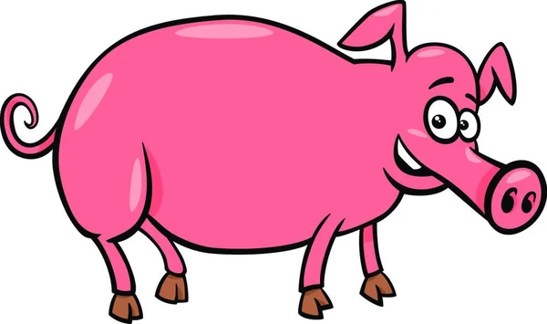 有趣的猪饲养场动物特征的卡通图解 — 图库矢量图片