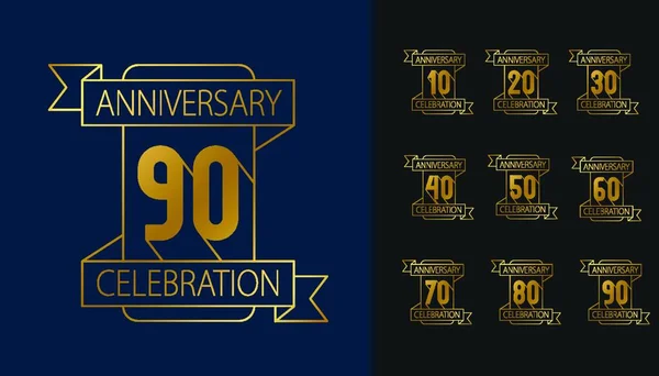 Conjunto Logotipo Aniversario Diseño Emblema Celebración Del Aniversario Oro Para — Archivo Imágenes Vectoriales