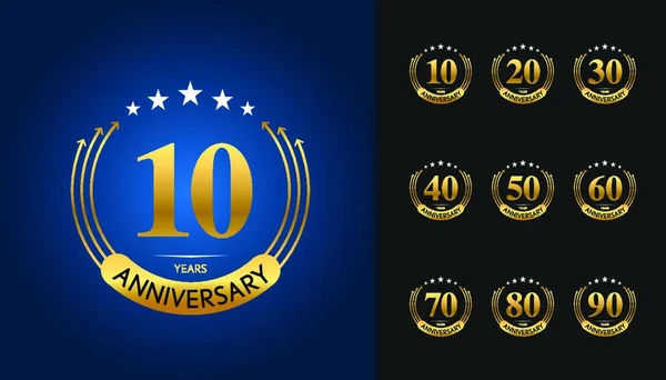 Conjunto Logotipo Aniversario Diseño Emblema Celebración Del Aniversario Oro Para — Archivo Imágenes Vectoriales