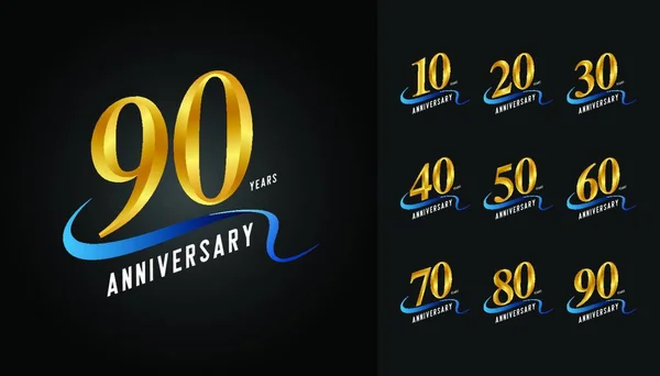 Verjaardag Logo Set Gouden Jubileum Viering Embleem Ontwerp Voor Brochure — Stockvector