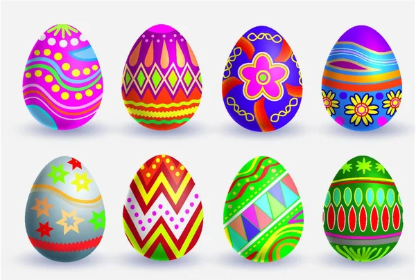 Set Iconos Huevo Pascua Ilustración Vectorial Aislada Sobre Fondo Blanco — Vector de stock