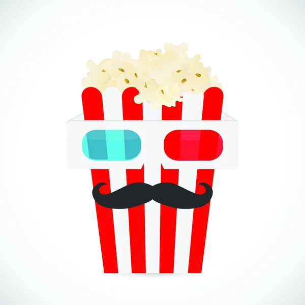 Illustration Glasses Large Popcorn — Stock Vector