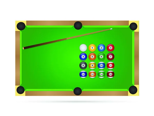Illustration Pool Table Isolated White Background — Stock Vector