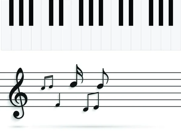 Ilustração Teclas Piano Notas Música Isolated Fundo Branco —  Vetores de Stock