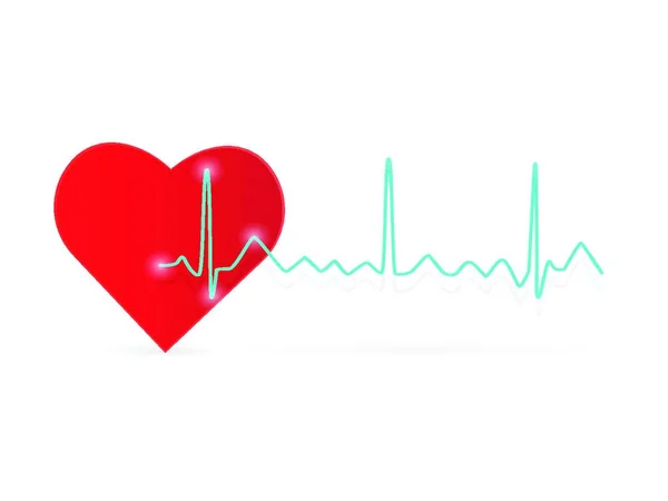 Ilustración Una Onda Corazón Ecg Aislada Sobre Fondo Blanco — Vector de stock