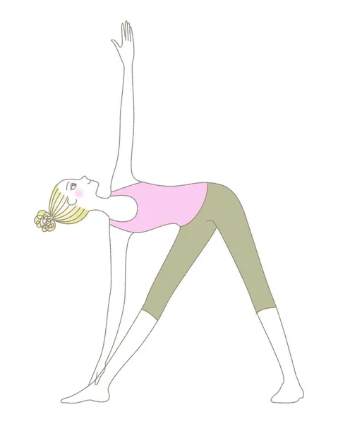 Yoga Oefening Yoga Pose Vrouw Uitgebreide Driehoek Pose — Stockvector