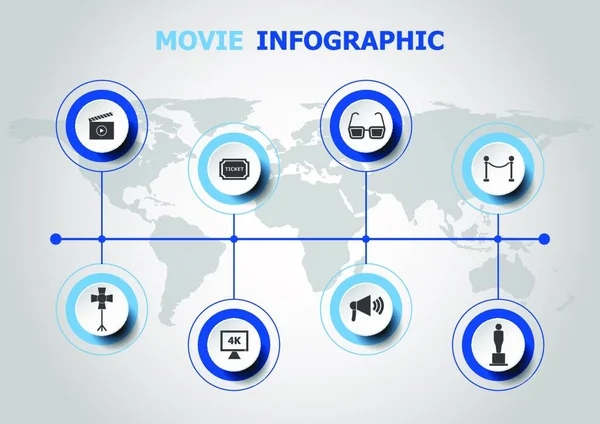 Conception Infographique Avec Icônes Film Vecteur Stock — Image vectorielle