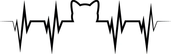 Latido Corazón Con Gatos Negros — Vector de stock