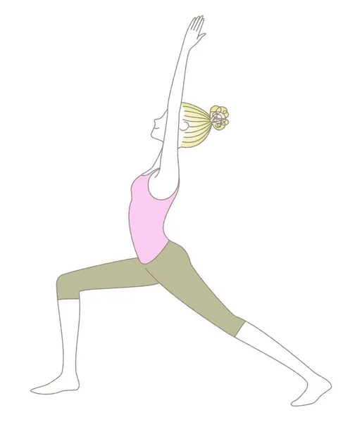 Yoga Oefening Yoga Pose Vrouw Krijger Pose — Stockvector