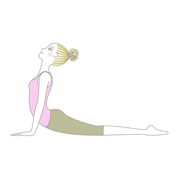 Pose Yoga Wanita Latihan Yoga Cobra Pose Menghadap Atas Pose - Stok Vektor