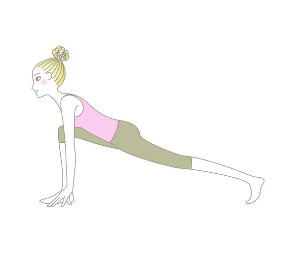 Postura Del Yoga Mujer Del Ejercicio Del Yoga Postura Alta — Archivo Imágenes Vectoriales