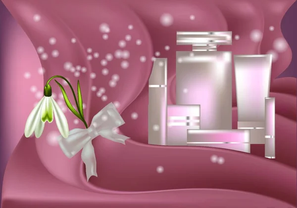 Articles Toilette Ornés Bijoux Noeud Rose — Image vectorielle