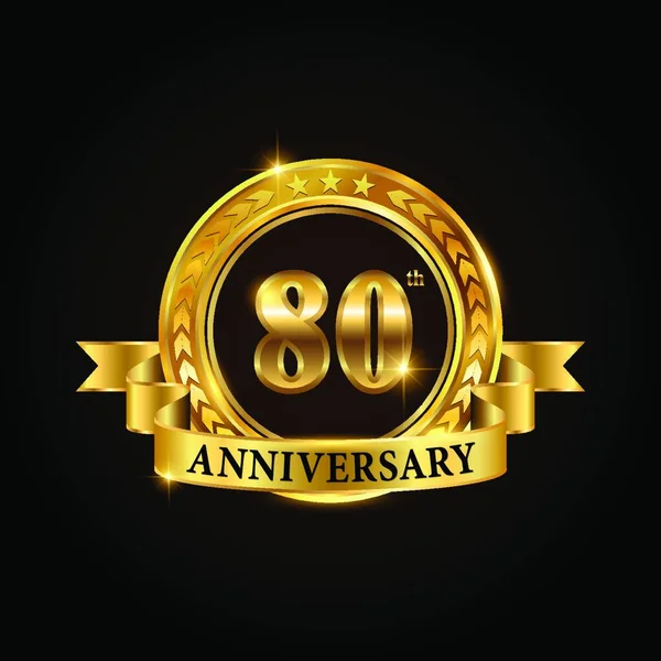 Logotipo Celebración Años Aniversario Emblema Del Aniversario Oro Con Cinta — Vector de stock