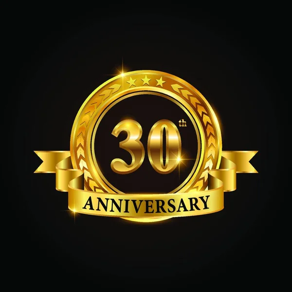 Logotyp Oslavy Třiceti Let Znak Zlatého Výročí Stuhou Design Brožury — Stockový vektor