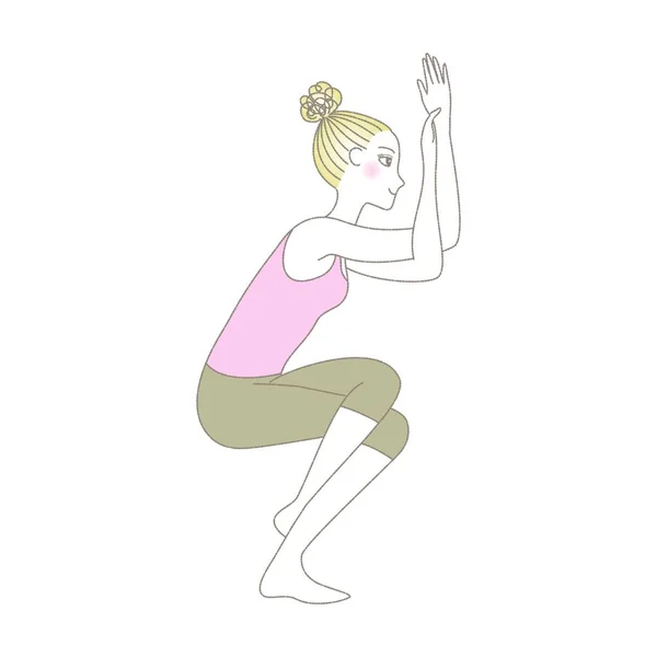 Yoga Oefening Yoga Pose Vrouw Eagle Pose — Stockvector