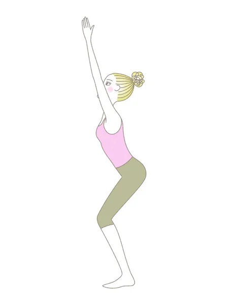Yoga Oefening Yoga Pose Vrouw Stoel Vormen — Stockvector