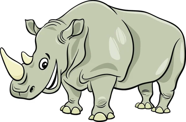 滑稽犀牛野生动物特征的卡通图解 — 图库矢量图片